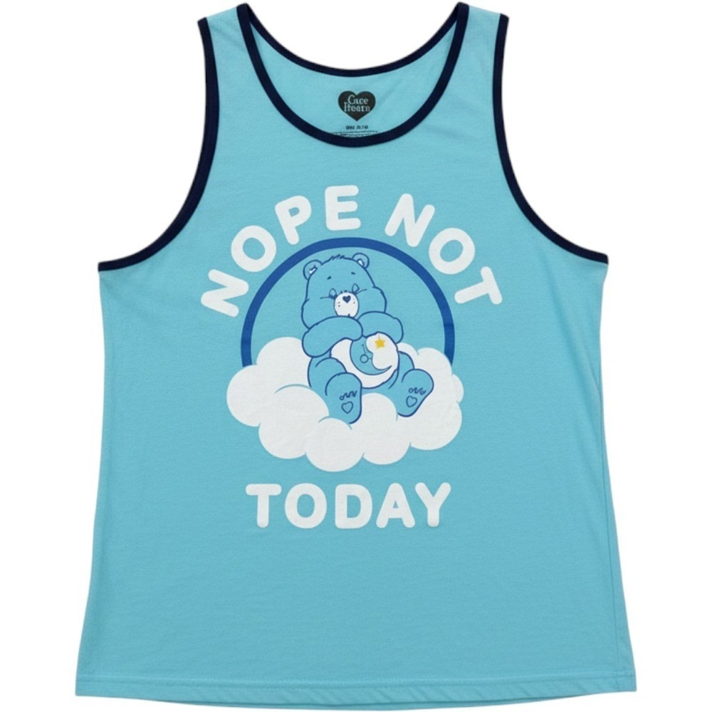 Care Bears Grumpy Bear Nope Not Today Ringer Tank Top Blue Small SM